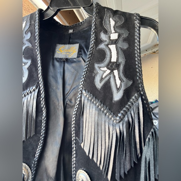 Men’s SCULLY Genuine Leather Suede beaded fringe  Western Vest - Picture 6 of 7
